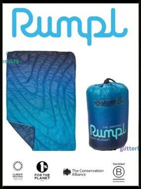 Rumpl Original Puffy Print Junior Kids Blanket in Ocean Fade Blue 💙 NWT